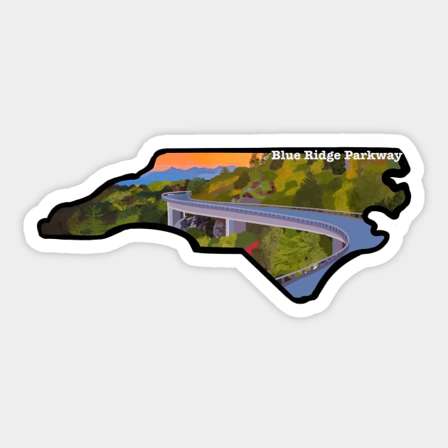 North Carolina Outline - Blue Ridge Parkway Sticker by BuckNerdImages